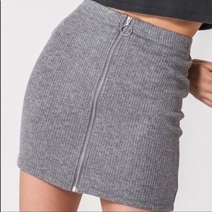 Gray Zip Front Skirt
